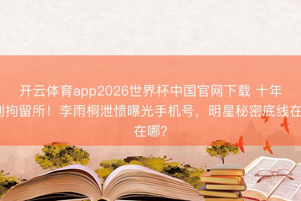 开云体育app2026世界杯中国官网下载 十年撕到拘留所！李雨桐泄愤曝光手机号，明星秘密底线在哪？