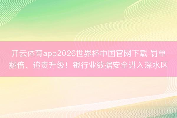 开云体育app2026世界杯中国官网下载 罚单翻倍、追责升级!银行业数据安全进入深水区